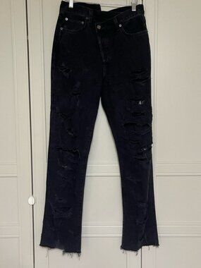 AGOLDE Cross Cross Distressed Straight Leg Jeans